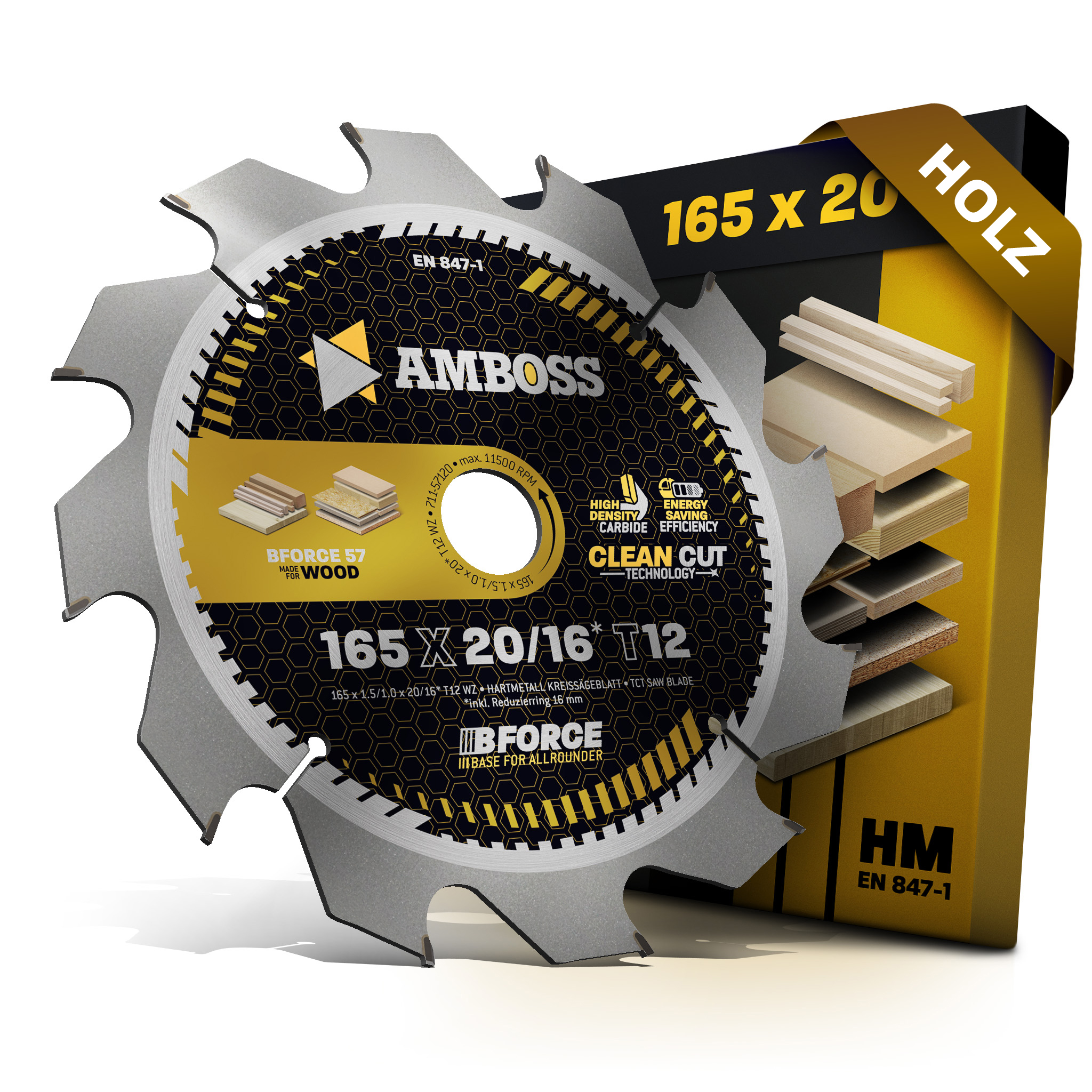 HM Kreissägeblatt - 165 x 1.5/1.0 x 20 Z12 WZ