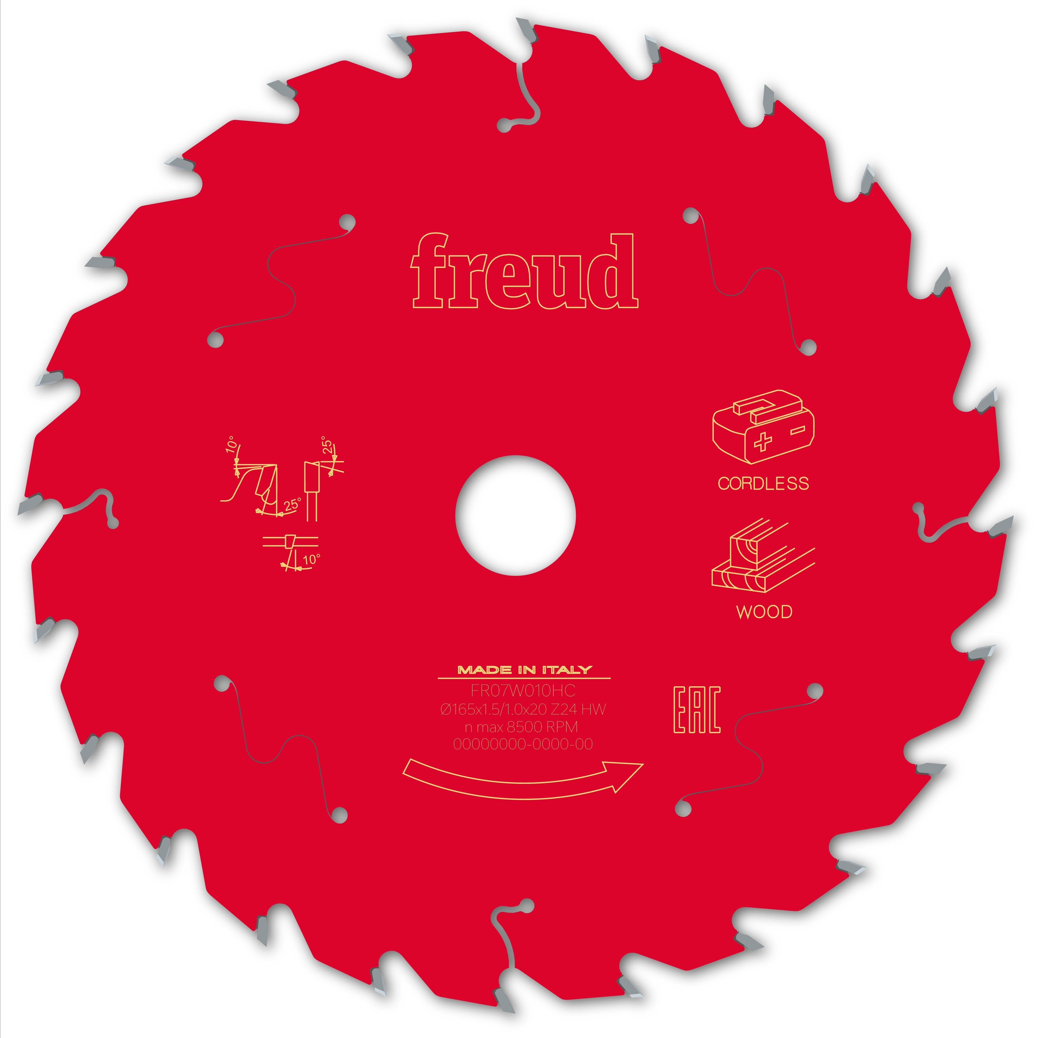 Freud HM Akku- Handkreissägeblatt - 165 x 1.5/1.0 x 20 Z24 WZ