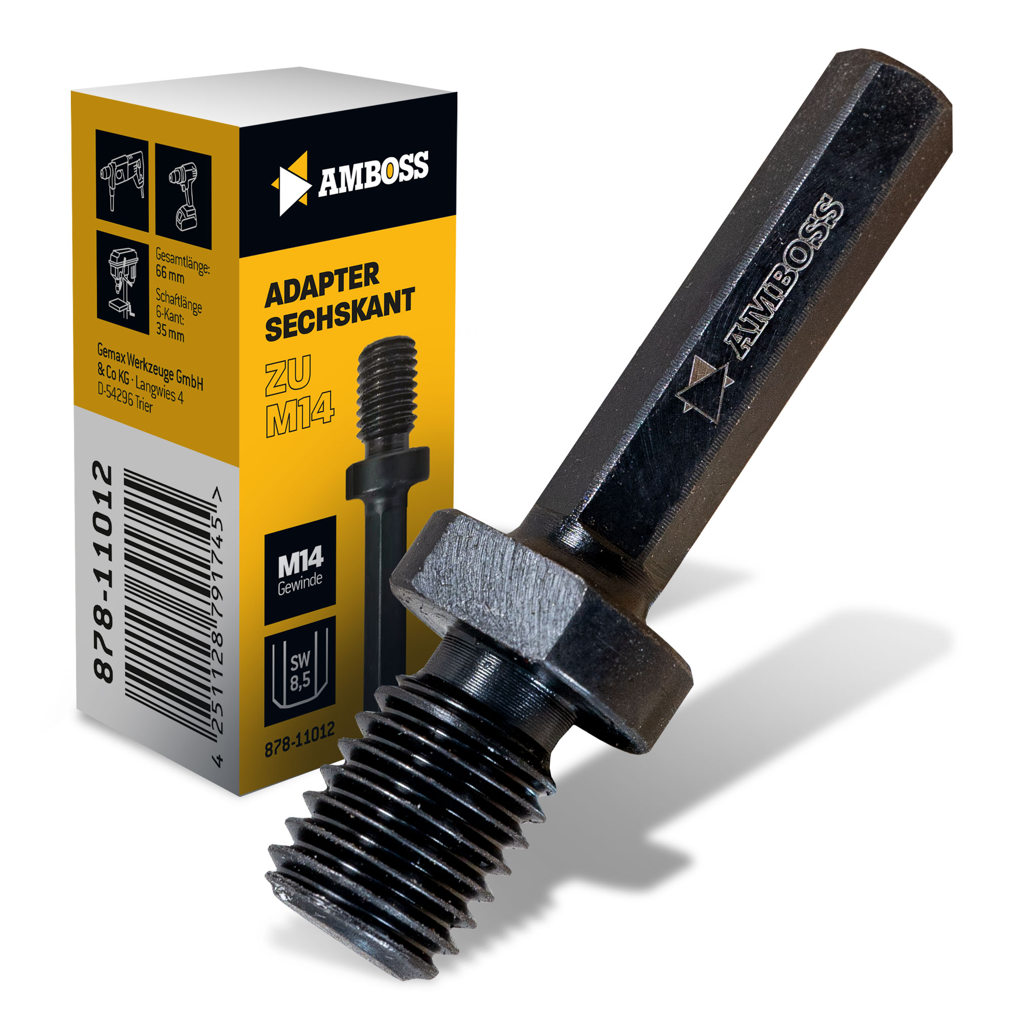 Amboss Werkzeuge Adapter 6kant auf M14 Gewinde / Winkelschleifer Bohrkronen, Stützteller, Drahtbürsten mit Bohrmaschine einsetzen / Diamant Fliesenbohrer auf Sechskant