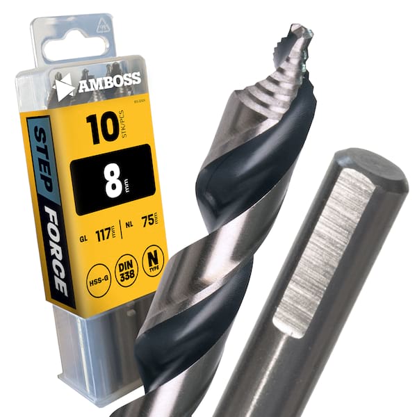10 x HSS G STEP Force Metallbohrer DIN 338 - Ø:8 mm