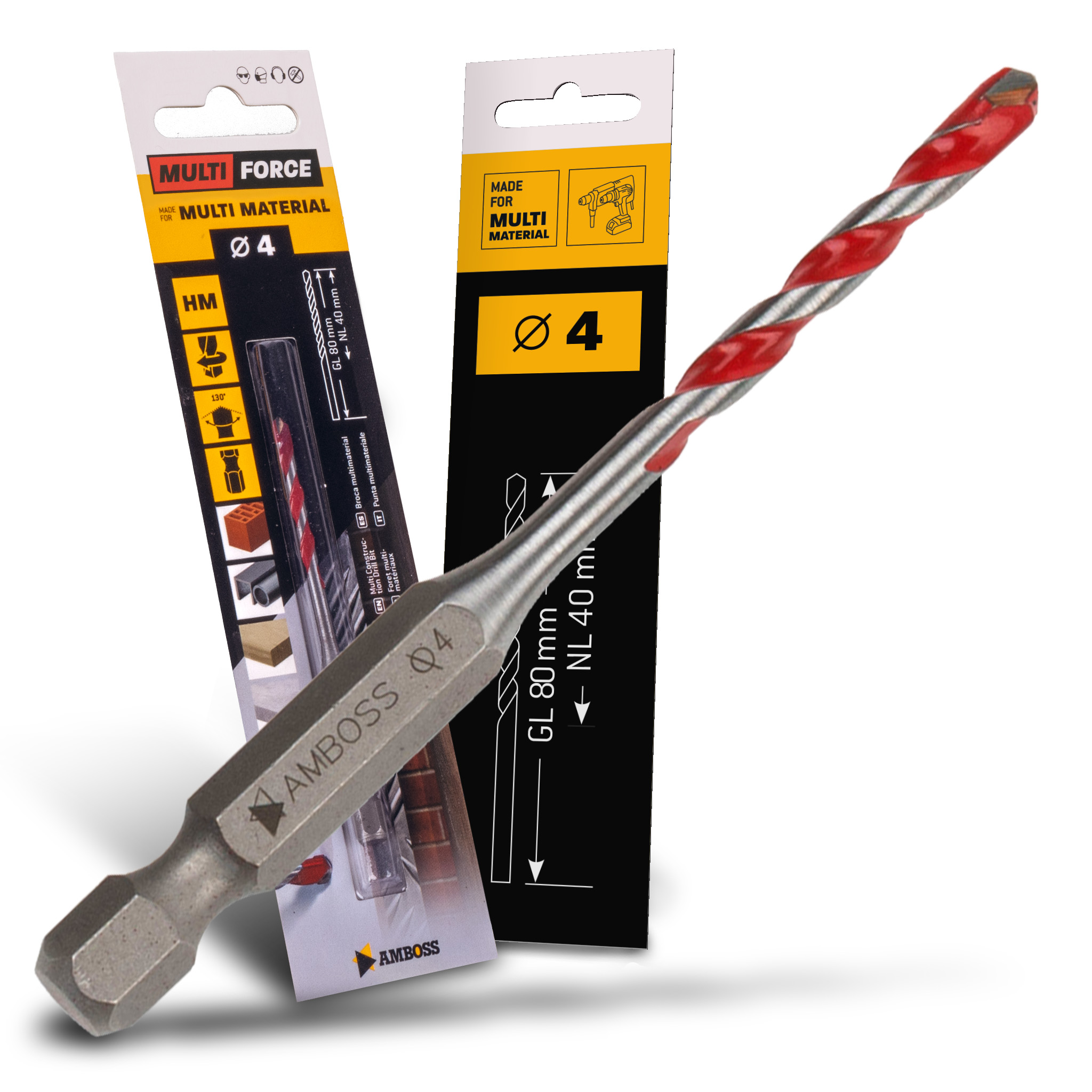 Amboss Multi Force Hartmetall Bohrer - Ø4 mm -  GL: 80mm - NL: 40mm