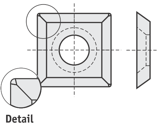 Standard Wendeschneideplatte mit Länge: 14 Breite: 14 Tiefe: 2 Winkel: 30 Qualität: HC35
