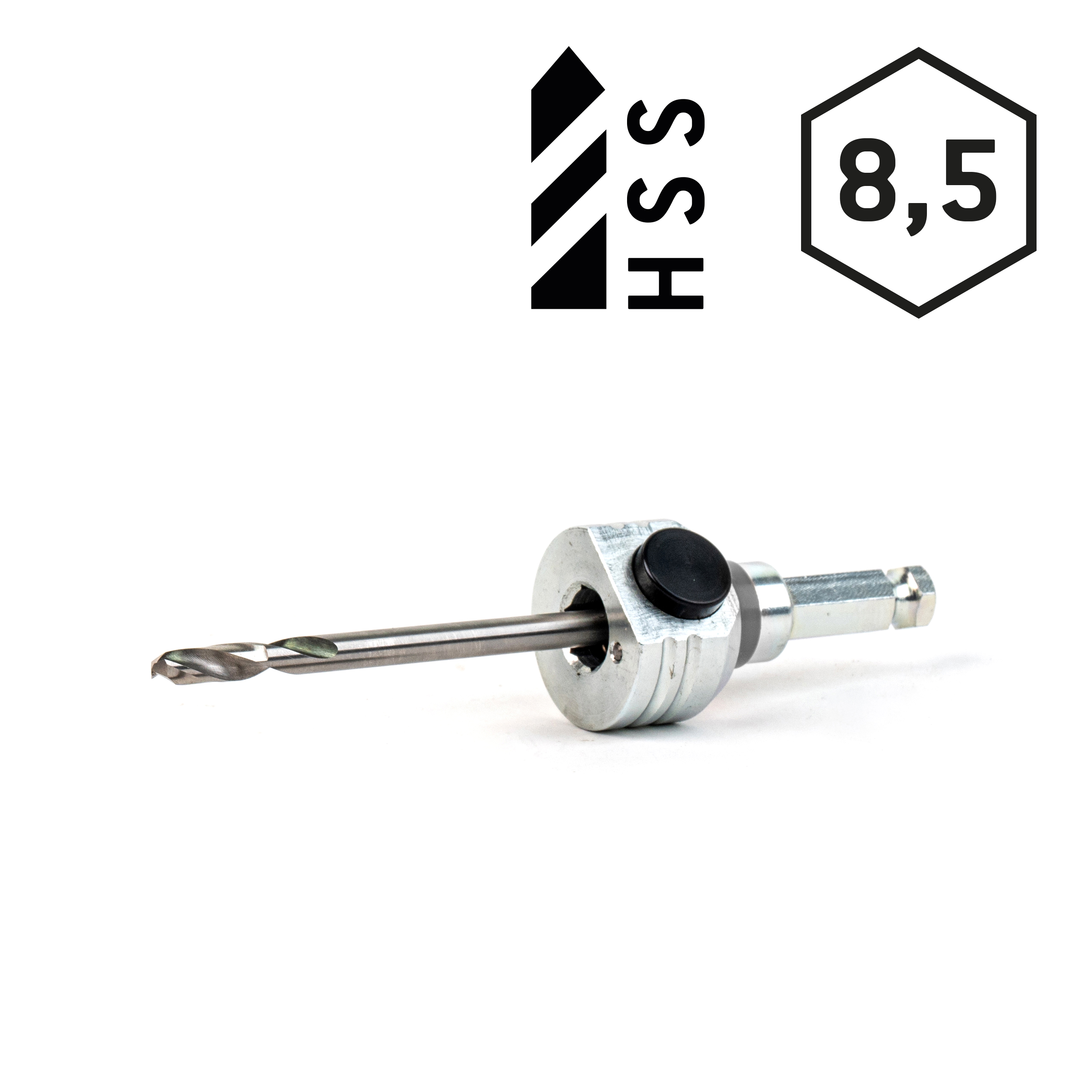 Schnellwechselaufnahme 6kant Schaft Ø8,5mm inkl. HSS Zentrierbohrer