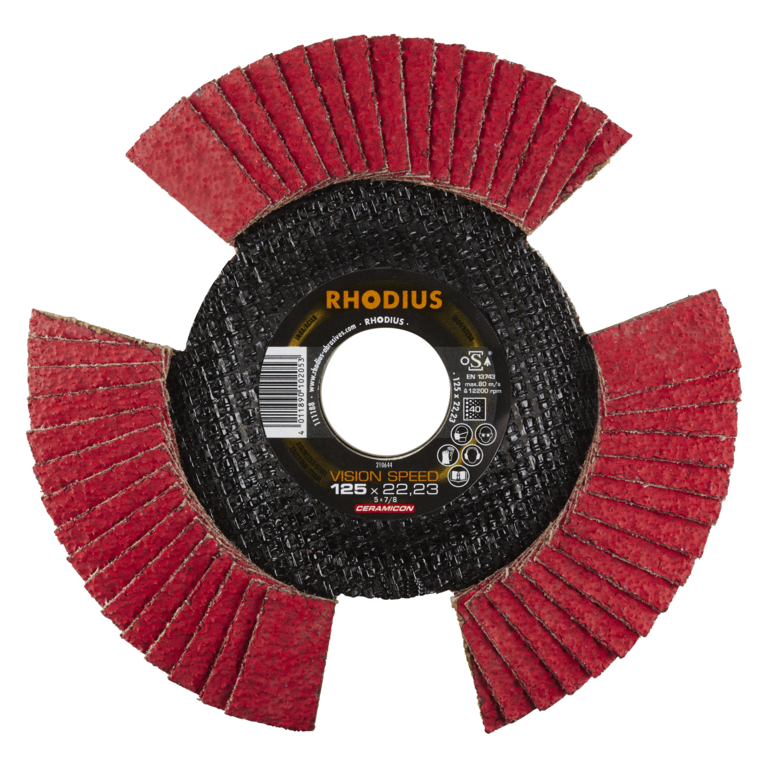 10x Rhodius VISION SPEED Fächerschleifscheibe Korn:120 Ø115mm
