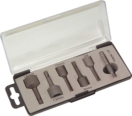 Aussen 6kant-Bitset, 6tlg., 8 bis 14 mm u. 3/8 Zoll-Bit, Adapter 1/4 Zoll