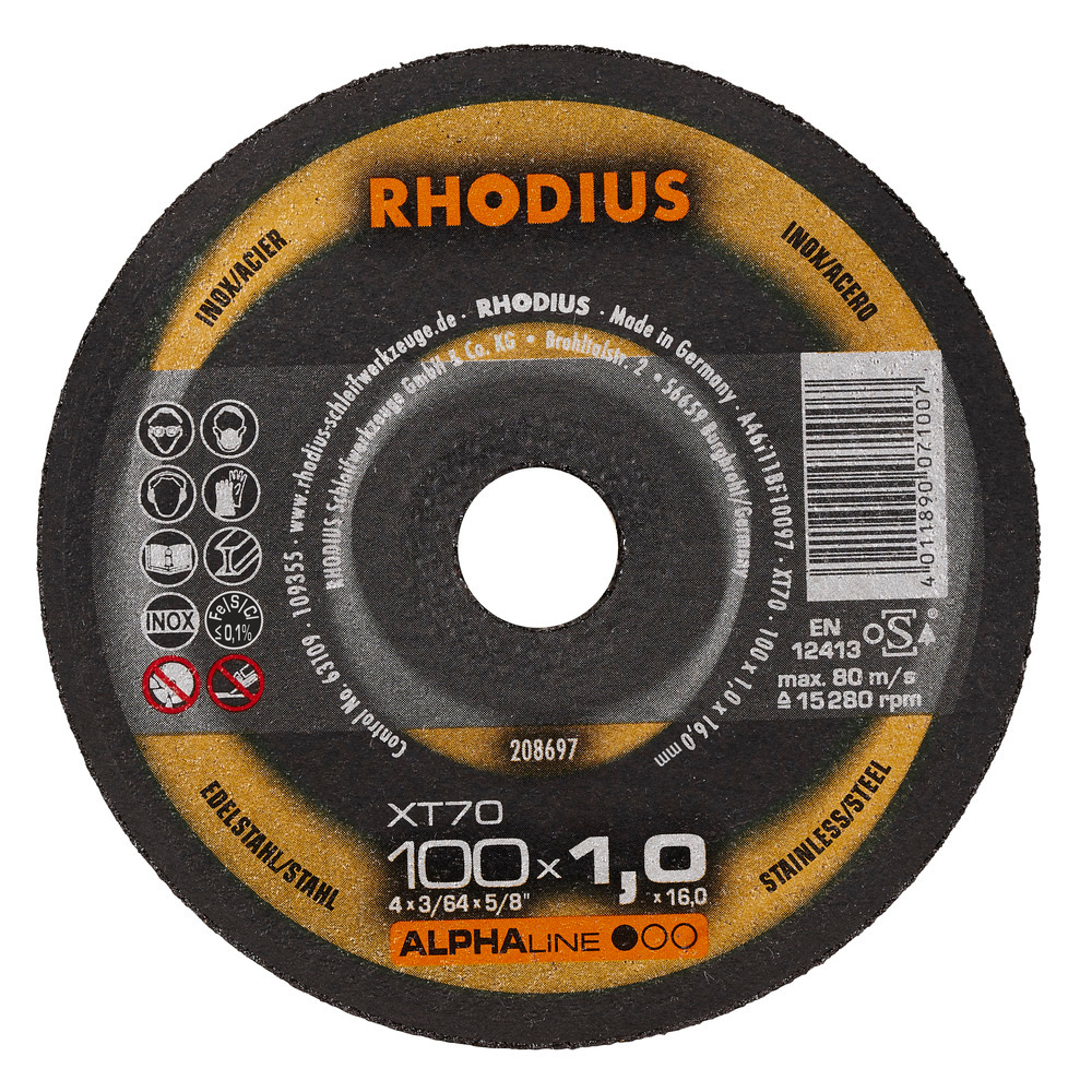 Rhodius XT70 Trennscheibe | Ø100 mm - 1 mm -  16 mm | gerade