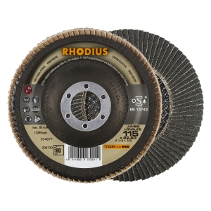10x Rhodius JUMBO LONGLIFE Fächerschleifscheibe Korn:80 Ø115mm