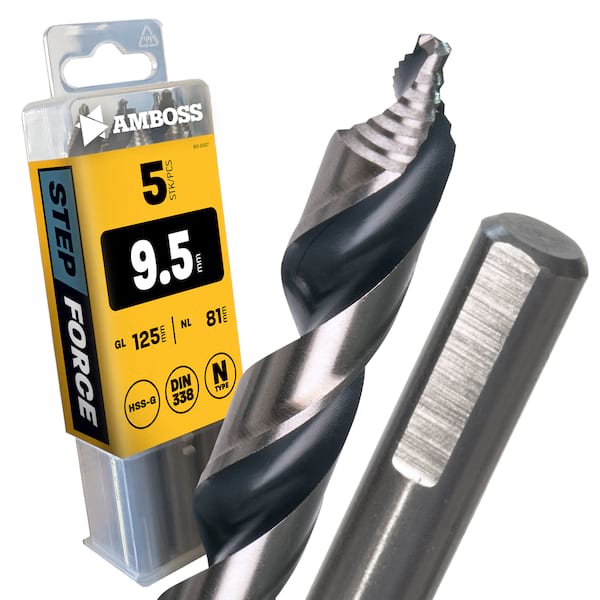 5 x HSS G STEP Force Metallbohrer DIN 338 - Ø:9.5 mm