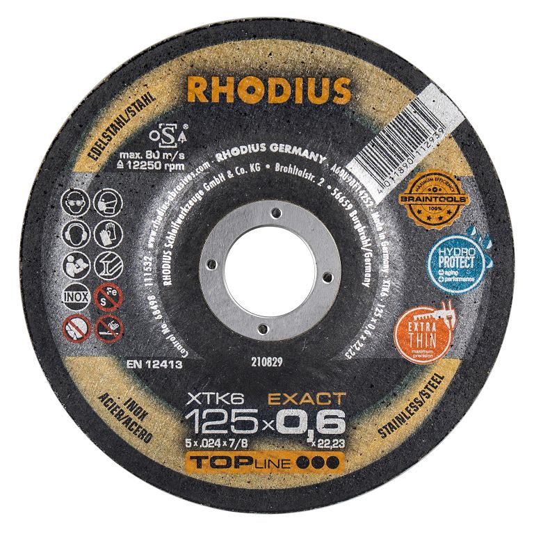 Rhodius XTK6 Metall Trennscheibe | Ø115 mm - 0.6 mm -  22.23 mm | gekroepft