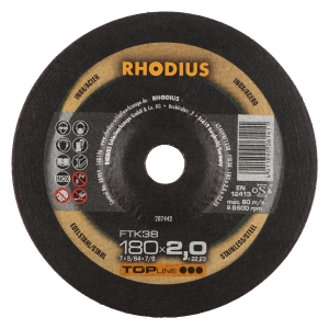 Rhodius FT38 Metall Trennscheibe | Ø180 mm - 2 mm -  22.23 mm | gekroepft