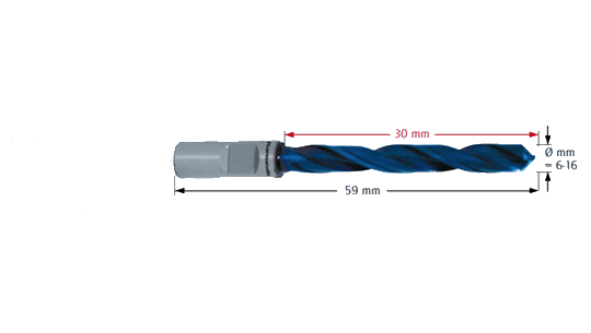 ASP Kühlkanalbohrer Ø 10 mm Weldon 19 od. Fein Quick in (in verb. mit Adapter) - bis 30mm