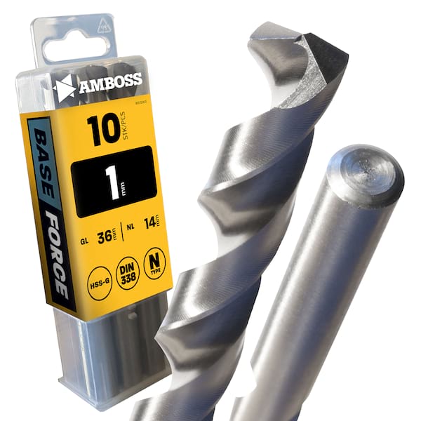 10 x HSS G BASE Force Metallbohrer DIN 338 - Ø:1 mm