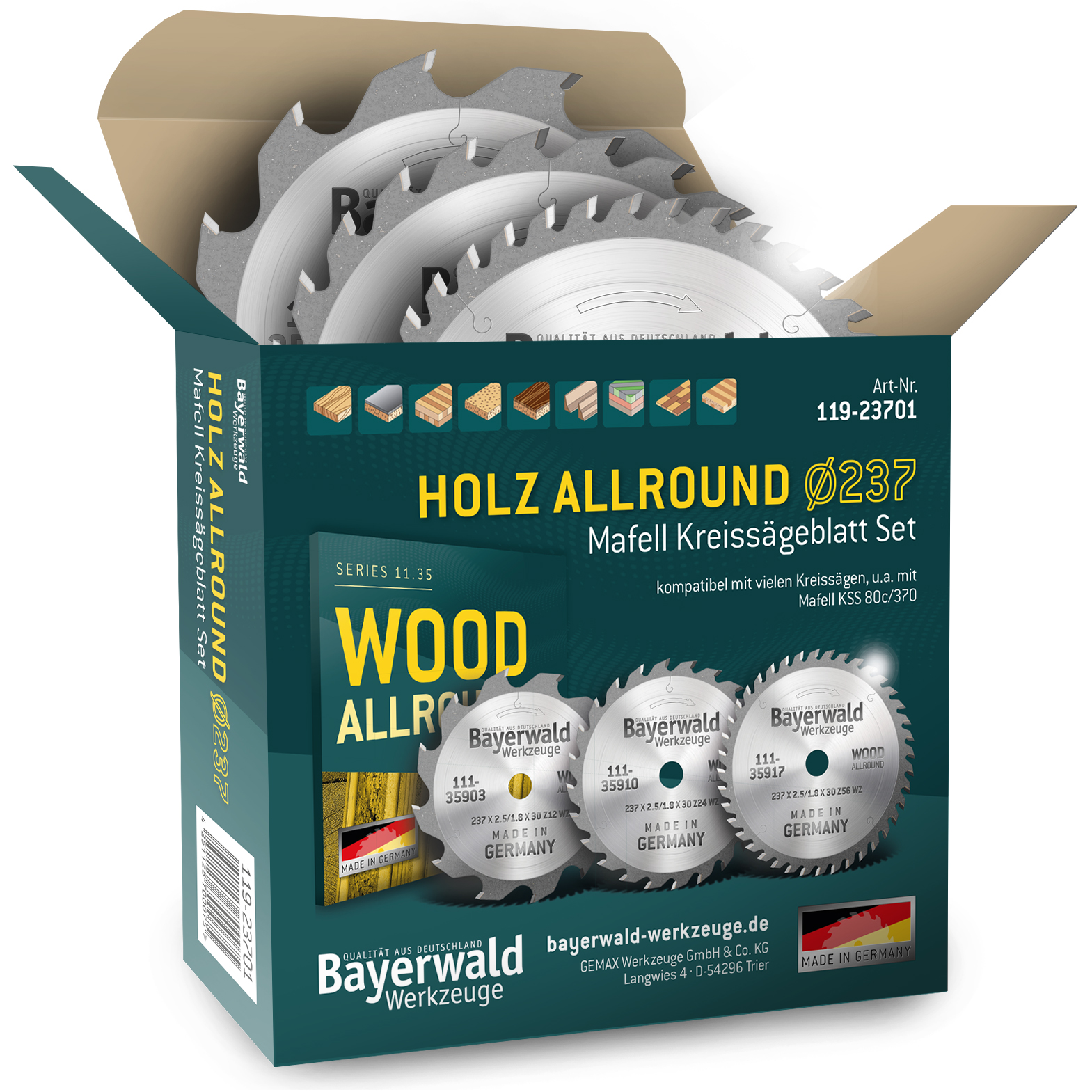 HOLZ ALLROUND Ø237 Mafell Kreissägeblatt Set