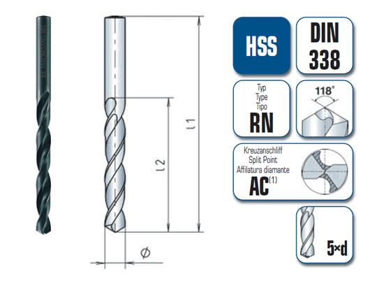 10 x HSS Spiralbohrer DIN 338 - Ø:10 mm