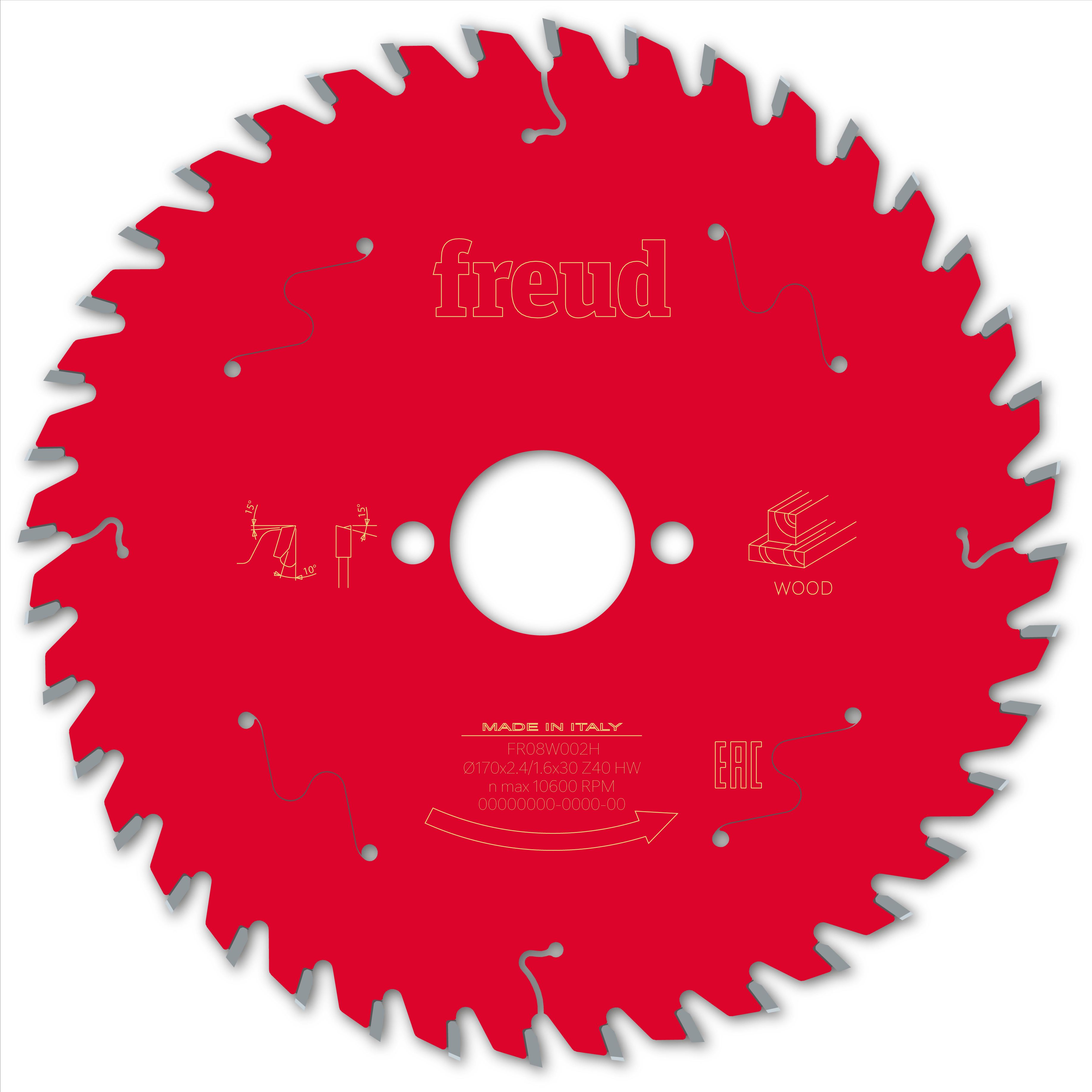 Freud HM Kreissägeblatt für Handkreissägen - 170 x 2.4/1.6 x 30 Z40 WZ