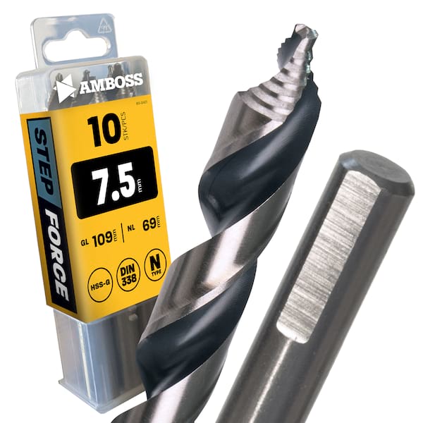 10 x HSS G STEP Force Metallbohrer DIN 338 - Ø:7.5 mm