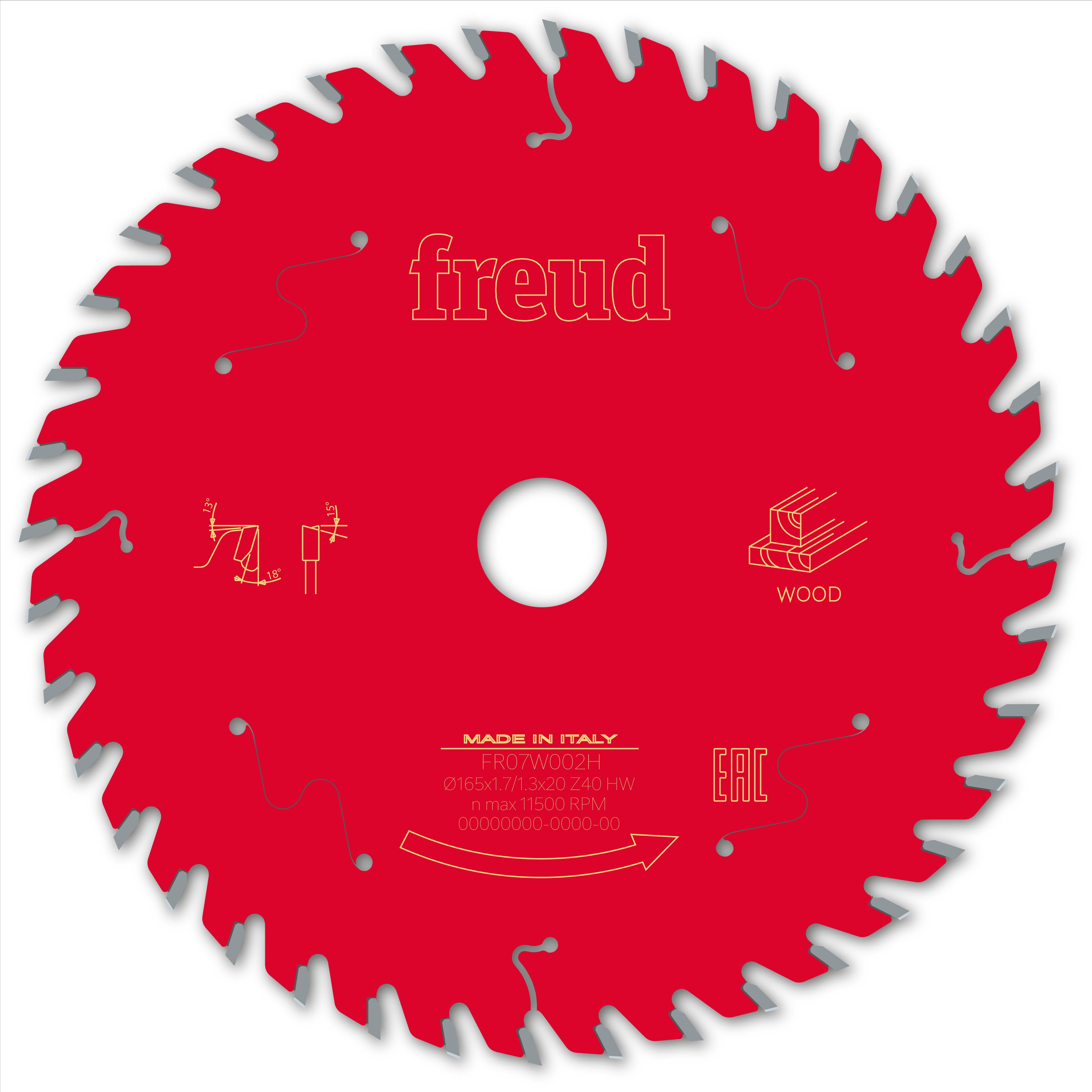 Freud HM Akku- Handkreissägeblatt - 165 x 1.7/1.3 x 20 Z40 WZ