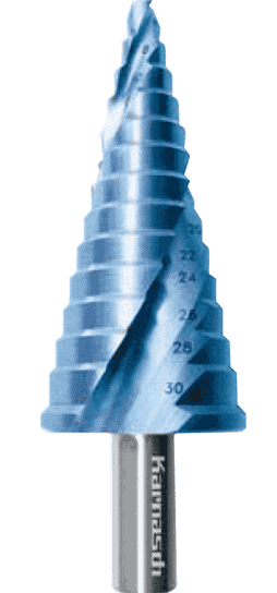 High-Tech Stufenbohrer mit SpiraleFür Materialien bis 4mmXE-Spezialstahl Bluedur-beschichtet