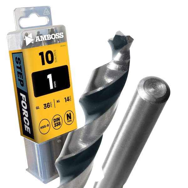 10 x HSS G STEP Force Metallbohrer DIN 338 - Ø:1 mm