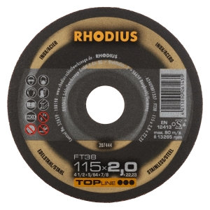 Rhodius FT38 Metall Trennscheibe | Ø115 mm - 2 mm -  22.23 mm | gerade