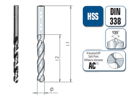 10 x HSS G Spiralbohrer DIN 338 - Ø:1 mm