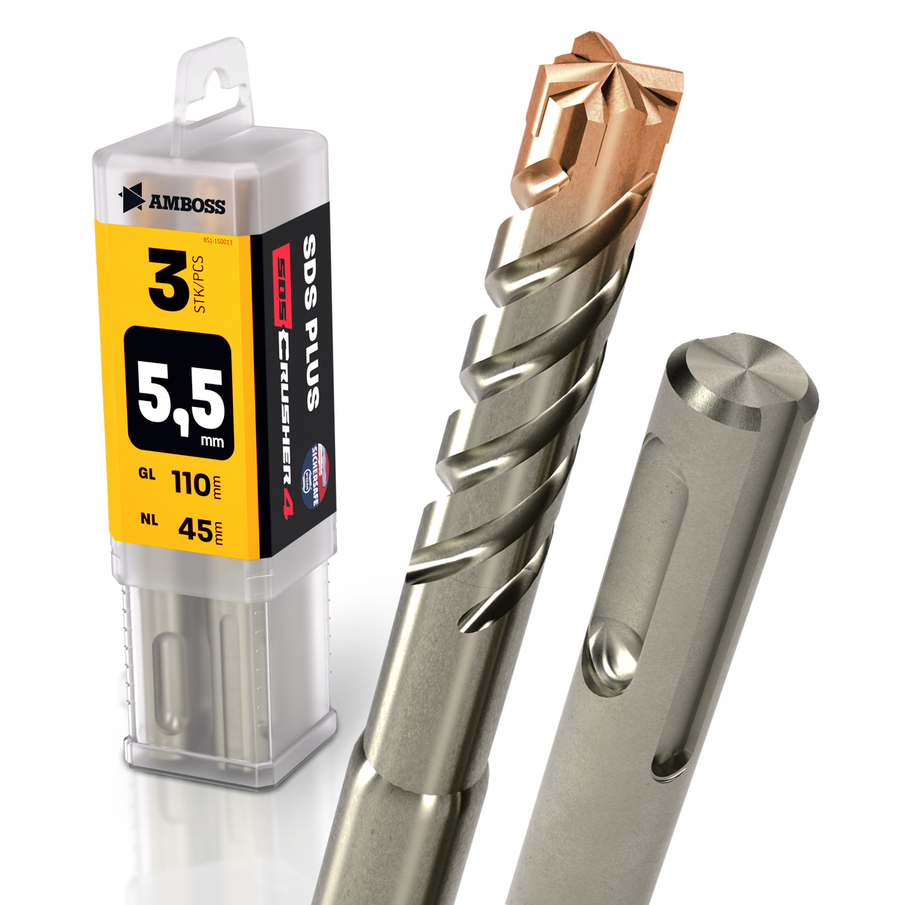 3x Bohrer SDS Plus Schaft - Ø:5.5 mm - GL: 110 mm