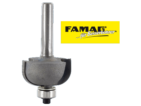 HM Hohlkehlfräser mit Anlauflager 22.2 mm - Schaft:8 mm Z:2 NL:14.3 GL:55