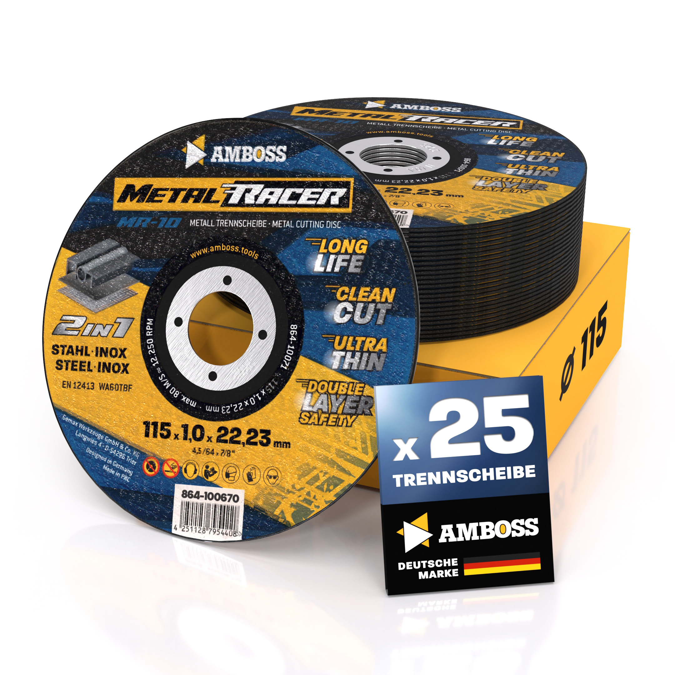 25x Amboss Metal Racer Trennscheibe | Ø115 mm - 1 mm -  22.23 mm |