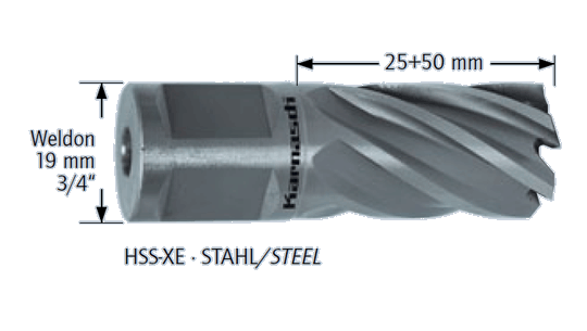 HSS Kernbohrer Ø 16 mm Weldon 19 - bis 25mm