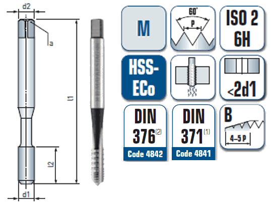 1 x  Maschinengewindebohrer  -  M 6 Gewinde - Ø:5 mm