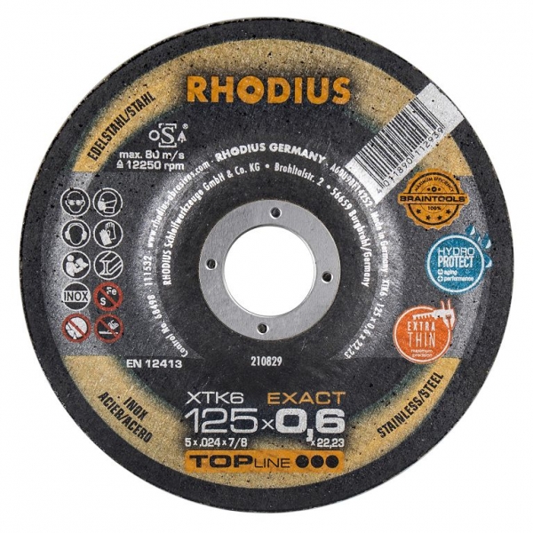 Rhodius XTK6 Metall Trennscheibe | Ø125 mm - 0.6 mm -  22.23 mm | gekroepft